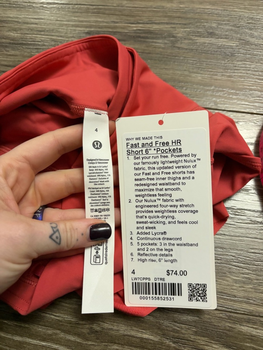 NWT Lululemon Fast and Free High-Rise Short 6" *Pockets (Desert Red) Size 4 - Picture 2 of 8